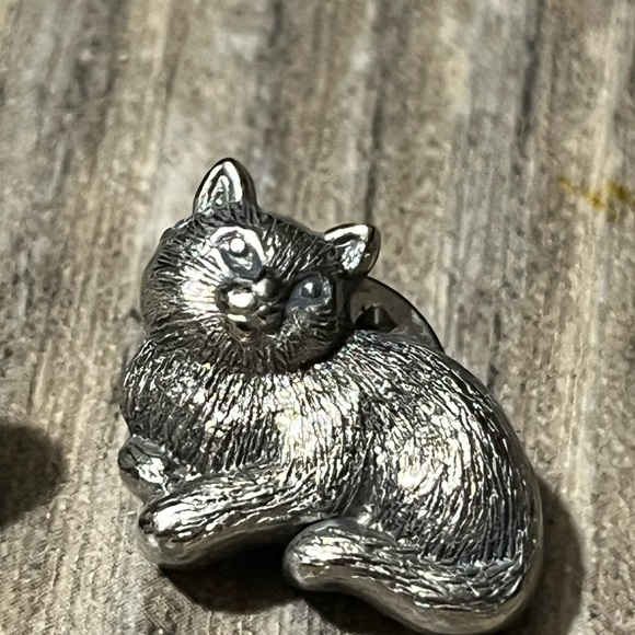 Vintage pewter cat pin set -  kitten brooch set - Picture 2 of 4